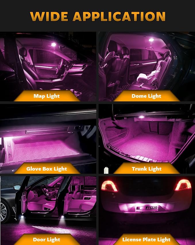 Zakolak 24PCS LED Interior Car Lights, Extremely Bright LED Bulb Kit, Applicable to Dome Map Door Lights and Other Parts Replacement for Your Cars, to Help You See Inside The Car at Night（Purple）