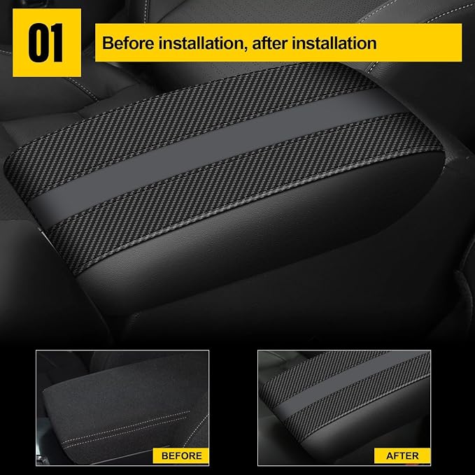 AOMSAZTO Console Covers for 2012-2015 Honda Civic Armrest Covers for Honda Civic Black with Carbon Fiber