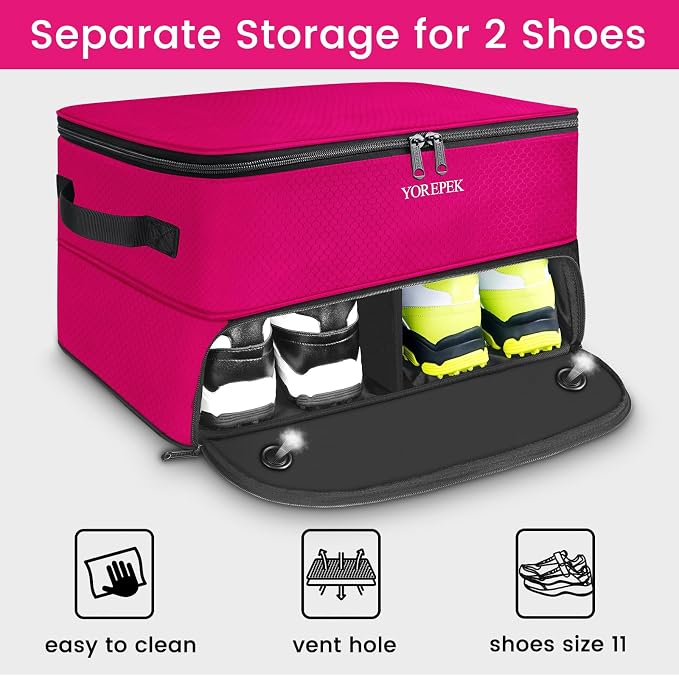 YOREPEK Golf Gifts for Men, 2 Layer Golf Trunk Organizer for 2 Pair Shoes | Waterproof Car Trunk Locker with Separate Ventilated Compartment for Balls, Tees, Clothes, Gloves, Birthday Gifts for Golfers