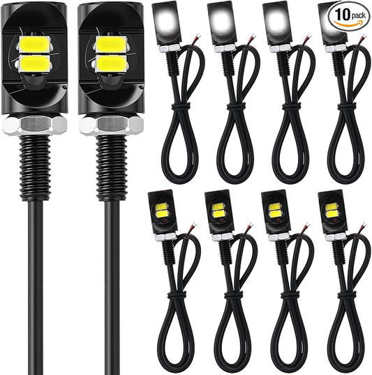 Frienda 10 Pcs License Plate Light 12v LED Motorcycle License Plate Light Waterproof Tag Screw Bolt Lamp Black Aluminium Bulb Holder Legal for Car Truck Motorcycle Bike Rv Atv Holder (2 Smd)