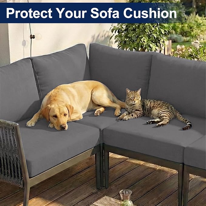 Smiry 8 Pcs Waterproof Patio Cushion Covers, Stretch Outdoor Furniture Covers