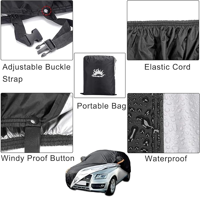 UV Protection SUV Car Cover Windproof Dustproof Scratch Resistant Outdoor Universal Full Car Covers for SUV M