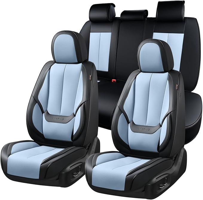 Coverado Car Seat Covers, Seat Covers for Cars, Waterproof Leather Auto Seat Protectors, Leather Car Seat Cushion, Car Interiors Accessories Universal Fit for Most Cars