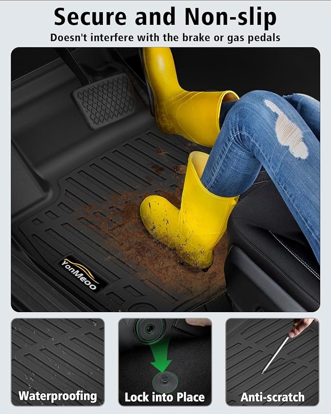 Floor Mats Custom for Equinox/Terrain 2018-2024 | All Weather TPE Rubber Floor Liners, Cargo Liner, Backrest Mat Full Set for Equinox Accessories