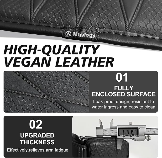 Muslogy Center Console Armrest Cover Fit for Ford Bronco 2021 2022 2023 2024 2025 2026 Accessories, Comfort Armrest Pad Console Lid Cushion Vegan Leather 1-Inch Extra Thick (V2 Diamond Pattern)