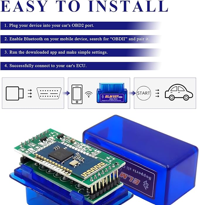2 PCS ELM327 OBDⅡ Car Auto Diagnostic Scanner, Professional Auto Bluetooth Scan Tool Engine Fault Code Reader, Portable Vehicle Interface Adapter Check Engine Light Code Reader