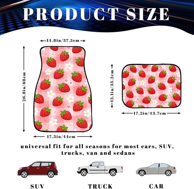 Mushroom Car Floor Mats Set of 4 Red Moon Star Night Wildflower Magic Automotive Foot Mats Rugs Carpet for Car Non-Slip Auto Car Accessories Universal Fit for Car SUV Truck Van