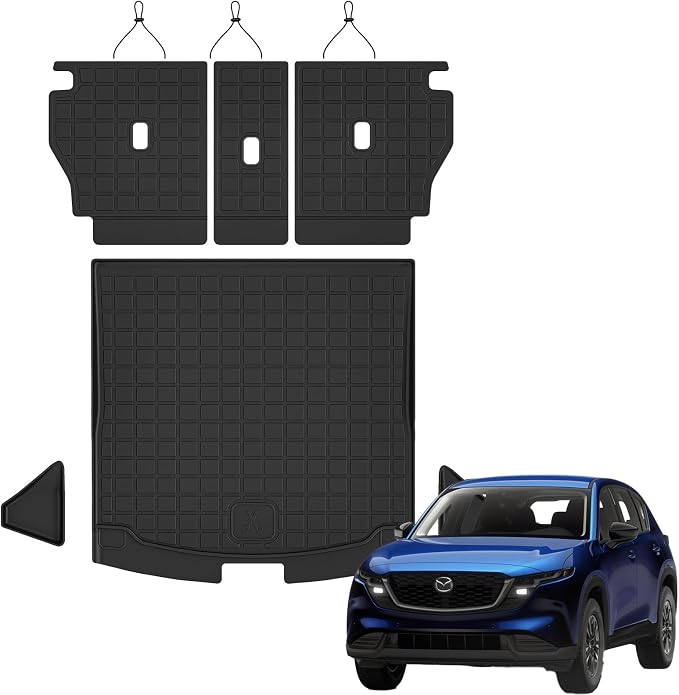 Auxko All Weather Cargo Mat with Backrest Mat Fit for Mazda CX5 2026 CX-5 TPE Accessoris All Season Guard Odorless Anti-Slip Black