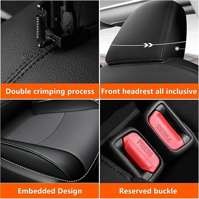 AOMSAZTO Custom Fit for Toyota Corolla Cross Hybrid 2023 2024 2025 Faux Leather Car Seat Covers Full Set Compatible Airbag Corolla Cross Hybrid S,SE,XSE Seat Protector Sedan Black+Grey
