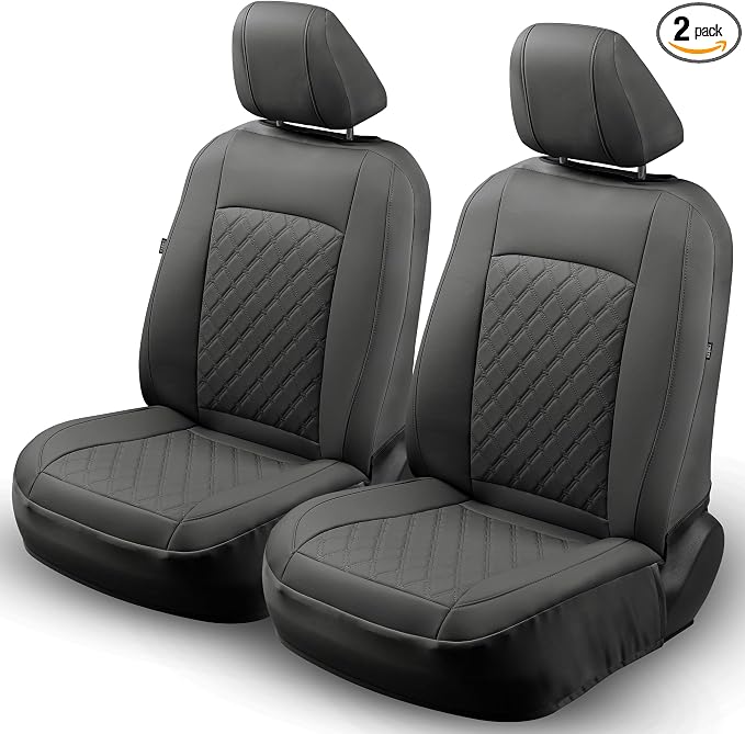 GIANT PANDA 2PCS Front Seat Covers for Subaru Outback Forester Crosstrek Legacy Impreza, Faux Leather Bucket Seat Cover Fit Subaru Seat Protectors-Solid Black