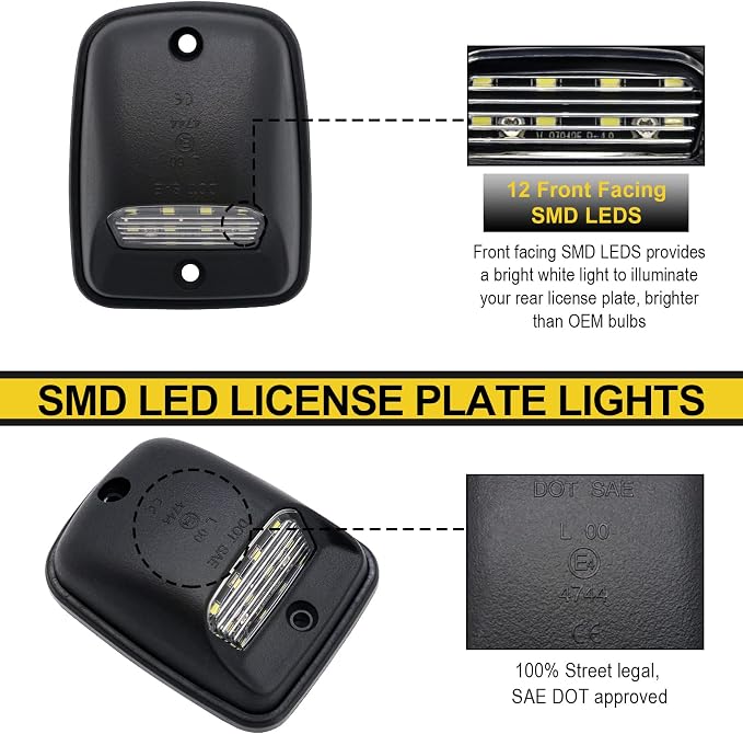 R&F Auto 12-SMD LED License Plate Light Replacement for Tacoma 1995-2004 Pickup Truck 6000K Error Free Xenon Pure White Tag Lamp Assembly Rear Running Lamps Clear Lens