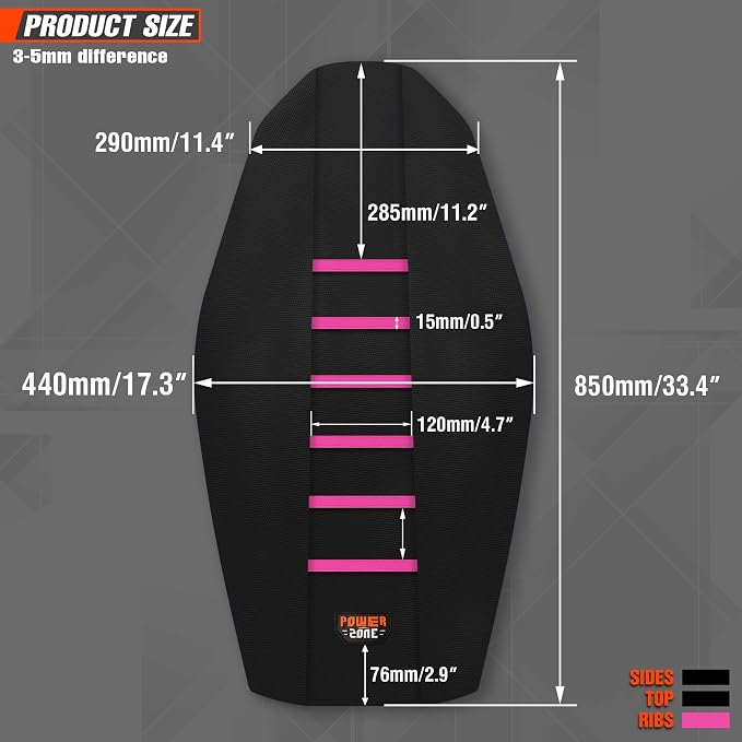 Universial Dirt Bike Seat Cover - Soft Ribbed Rubber Seat Covers for Motorcross Enduro (Pink)