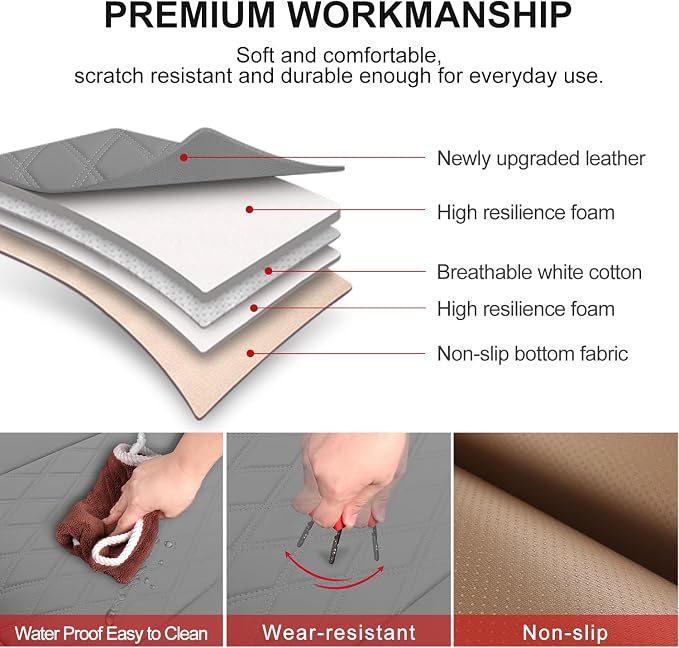 BEITK 1 Pack Leather Front Car Seat Cover Bottom Car Seat, Anti-Slip and Full Wrap Driver Car Seat Protectors, Luxury Waterproof Bottom Auto Seat Cushion Pad Mat for Most Vehicles(Red)