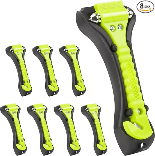 8PCS Car Window Breaker, Fluorescent Green Window Breaker Seatbelt Cutter, Car Safety Hammer with One Second Emergency Glass Hammer, Safety Emergency Car Escape Tool for Car, Office, Home
