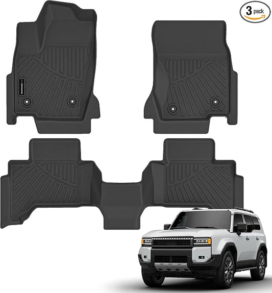 AUXKO- All Weather Floor Mats Fits for 2026 2025 2024 Toyota Land Cruiser Prado & Lexus GX550(5&6 Seat Not 7) TPE Liner Accessoires Odorless Anti-Slip Black