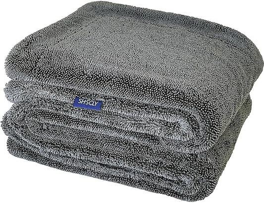 SHSCLY 1-Pack Double-Sided Microfiber Towels for Cars Gray 26.8 x 32.3 in | One Towel. Faster Drying. Less Effort. Oversized, paint-safe dual-sided towel for streak-free drying with fewer passes