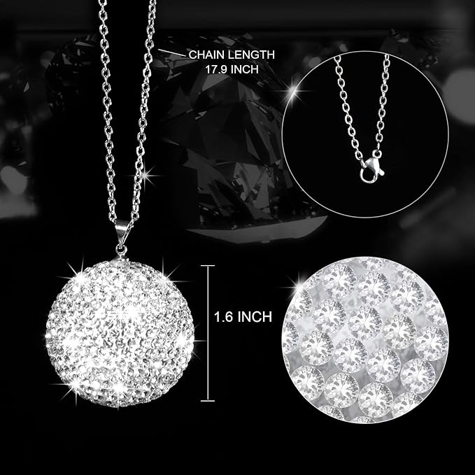 Bling Crystal Ball Car Rear View Mirror, Rhinestone Home Decor Ornament, Crystal Sun Catcher Glam Decoration Charm New Year's Present