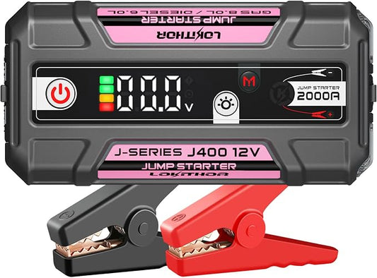 LOKITHOR J400 Jump Starter - 12V 2000A Lithium Battery Jump Pack, Portable Jump Box, Car Starter, Jumper Cables - for Up to 8.0L Gas & 6.0L Diesel Engines | ConnectMax Tech - Smart Digital Display