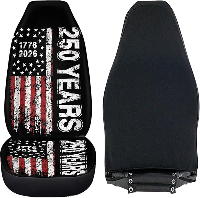 USA 250th Anniversary Car Seat Covers 2 Pcs Patriotic Car Seat Cover Removable Automotive Accessories Universal Fit for Most Cars SUVs and Sedans