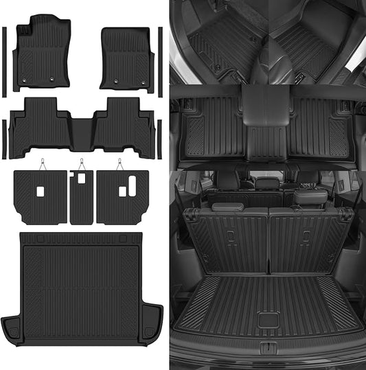 Custom Fit Floor Mats for 2010-2012 Toyota 4Runner 5 Seats | (Not for 7 Seats) All Weather TPE Floor Liners & Trunk Mat & Backrest Mats & Door Sill Guard | Full Set Interior Accessories