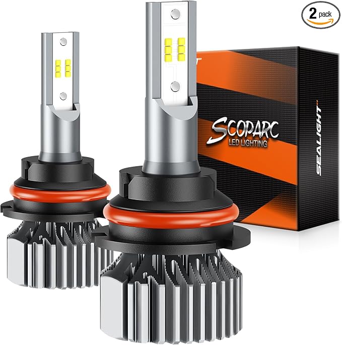 SEALIGHT S1 9007/HB5 Bulbs or 9007 Fog Bulb 32000LM Super Bright, Real 1:1 Design 9007 Fog Light Bulbs, No Fan No Noise HB5 Fog Bulb, 6000K Cool White Bulbs, 3min Plug and Play, IP67, Pack of 2