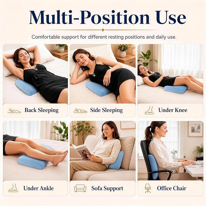 Lumbar Support Pillow for Bed Relief Back Pain: Lower Back Pillow for Sleeping - Memory Foam Waist Pillow - Cooling Back Bolster Pillow for Side, Back&Stomach Sleepers - Bed Rest Pillow for Car, Sofa