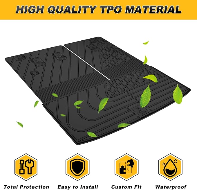 Original Cargo Mat Fit for Honda Pilot 2023-2026 | All Weather Protection Waterproof Trunk Mat with Back Seat Cover Pilot Accessories
