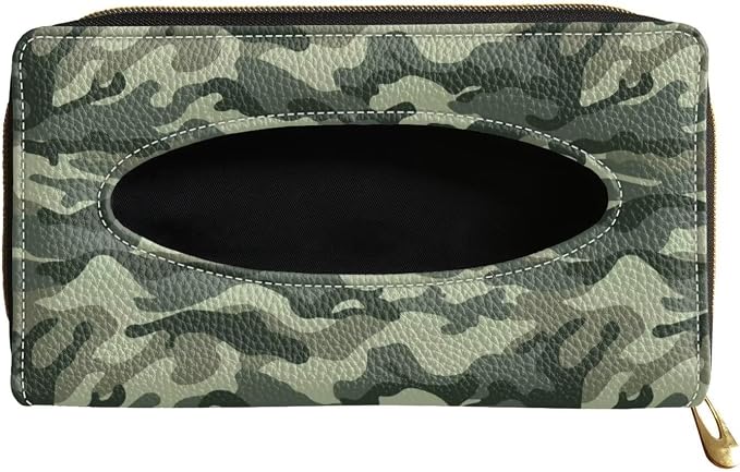 Camouflage Car Visor Accessories Rectangular Sun Visor Napkin Holder PU Leather Visor Tissue Holder Mask Holder for Car Easy to Install