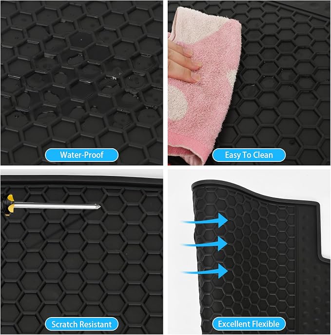Car Floor Mats Custom Fit for Toyota RAV4 2006-2012 Black Rubber All Weather Protection Auto Floor Liners Heavy Duty Odorless
