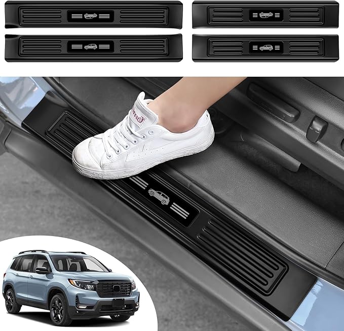 4PCS Car Door Edge Guards Door Sill Protector for Honda Passport 2019-2025 2026 Accessories ABS Plastic Material Matte Black Car Door Threshold Protection