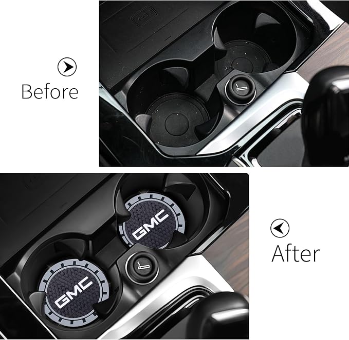 Car Cup Holder Coaster for GMC Sierra Denali Canyon Terrain Yukon Jimmy Acadia Recessed Silicone Cupholder Coaster Interior Accessories 2.75IN 2Pack 04