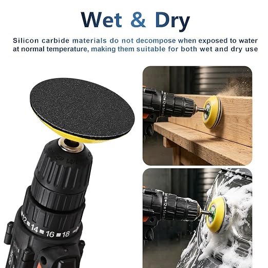 100 PCS 180 Grit 3 Inch Wet Dry Hook and Loop Sanding Discs, Silicon Carbide Round Sandpaper for Drill Polishing Kit, Sanding Sheets Assortment for Wood Metal or Auto