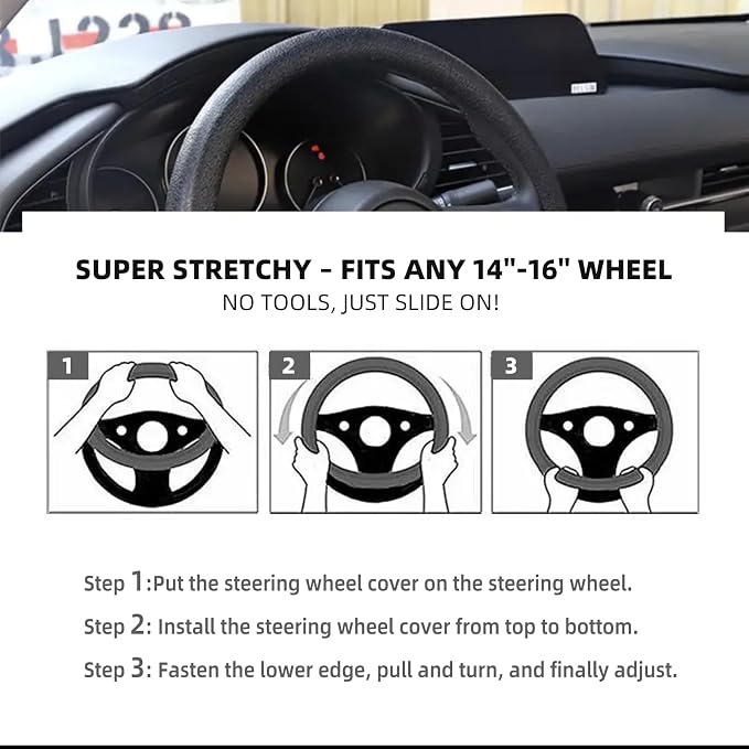 30% Thicker Universal Stretchy Silicone Steering Wheel Cover for 14” 15” 16” Wheels - Anti-Slip Grip & Enhanced Control for Men & Women, All Weather Protection (White)