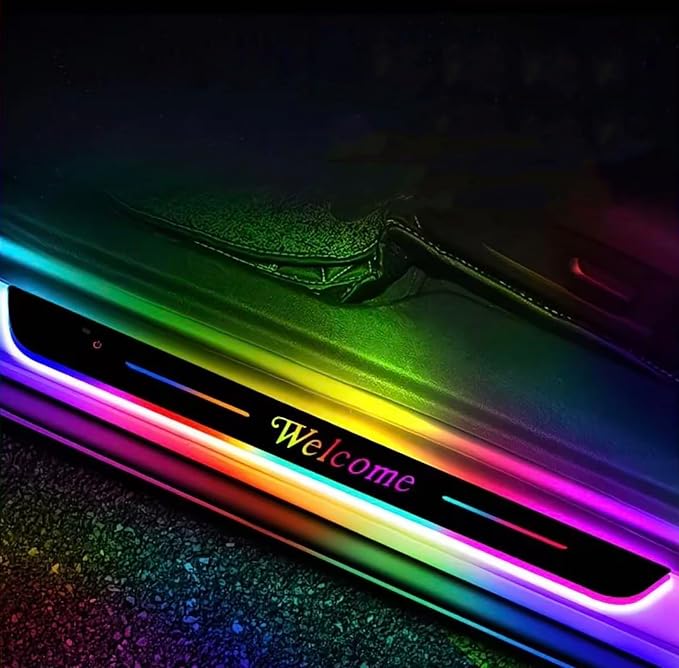 LED Door Sills Lights for Car Magnetic,Customizable Led Car Threshold Lights with Logo Text, Auto-Sensing Welcome Lights for Car,7 Colors/28 Modes,Led Car Door Lights No Installation Required