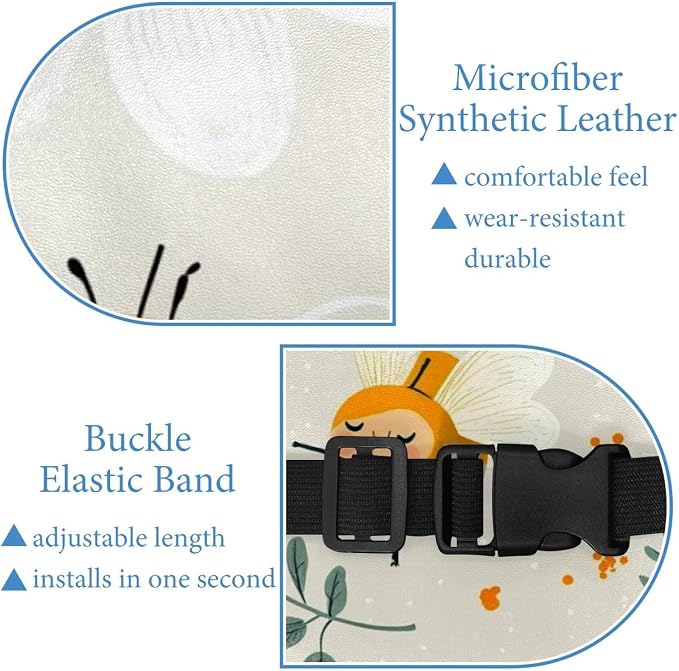 White Flower and bee (40) Car Tissue Holder, Hanging Tissue Holder in Car, Leather Car Napkin Holder for Universal Auto, Easy Use