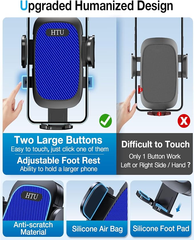 【Upgraded Strongest Suction & Pro Military-Grade】Ultimate Car Phone Mount【360°Rotatable Suction】Cell Phone Holders Truck Stand for Dashboard Windshield Vent for iPhone 17 Pro Max 16 Samsung,Light Blue
