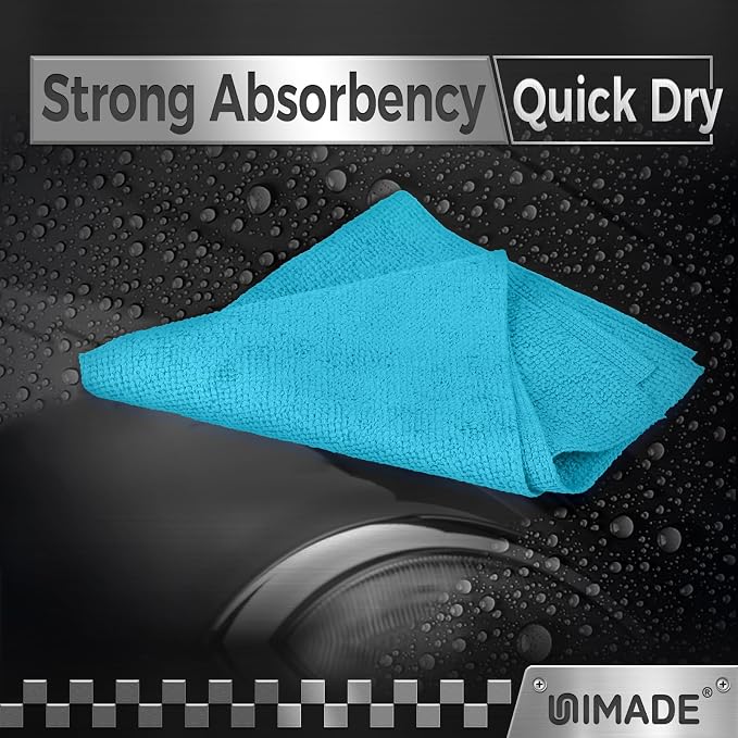 UNIMADE Microfiber Cleaning Cloth, 400PK Commercial Grade Work Rags Microfiber Towels for Cars Cleaning Rags Bulk Detailing Cloth for Automotive Bar Mechanic Restaurant Garage, 11.5"x11.5", Multicolor
