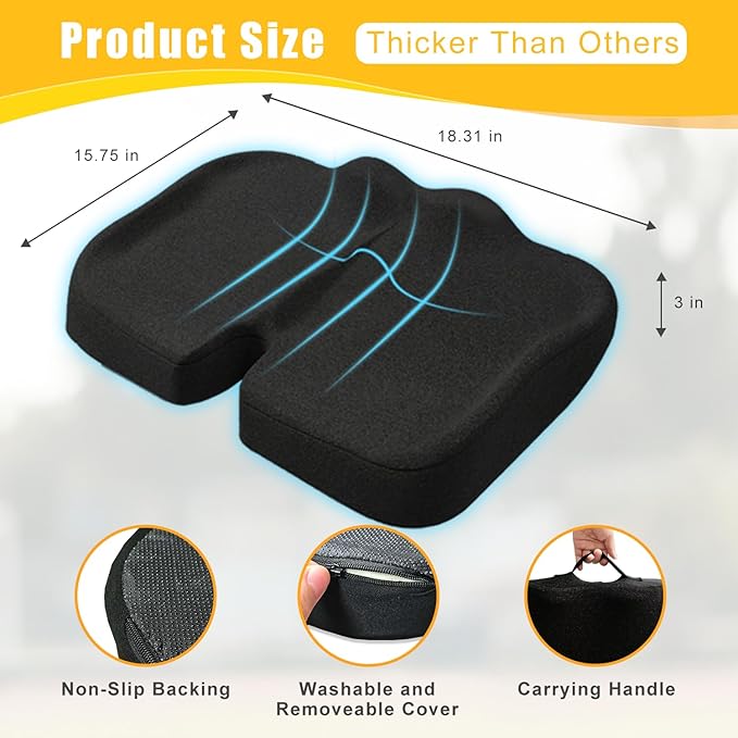 Stadium Seat Cushion - Extra Thick 50D High Density Bleacher Cushion | Premium Cushions with Carry Handle. Non-Slip Design for Stadium Cushions for Bleachers and Outdoor Sports Games 1-Pack.