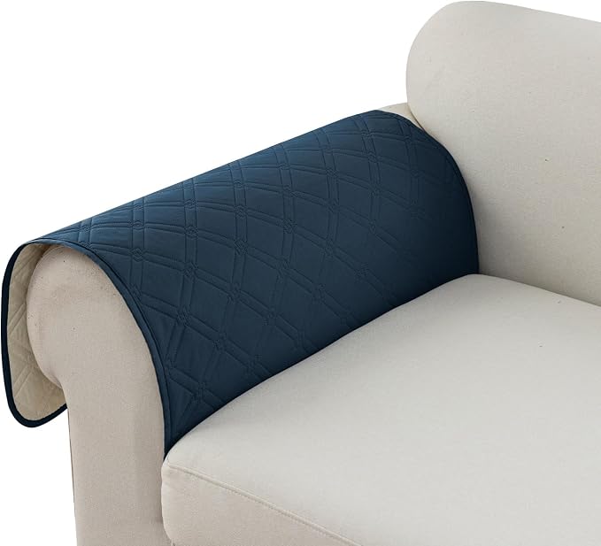 Genina Sofa Armrest Cover, Anti-Slip Armchair Slipcovers for Dogs Cats Pet, Water Resistant Couch Arm Cover for Backrest Recliner Loveseat, L Shaped Sofa, 23.6 x 27.5 Inches（2 Pieces）