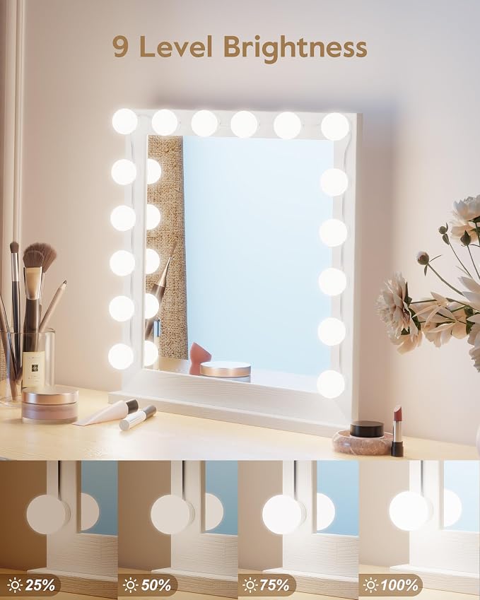 Brightown 14 Bulb Dimmable Hollywood Makeup Mirror Lights, 22Ft Adjustable Vanity Lighting Fixtures for Full Length Mirror (Mirror Not Included)