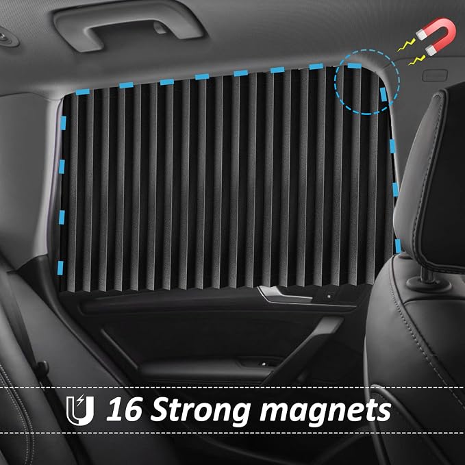 XCBYT Magnetic Car Privacy Curtains, Sun UV Protection, 2 Pack | Blocks the sun to provide complete privacy. Ideal for car camping, breastfeeding, taking naps during lunch breaks