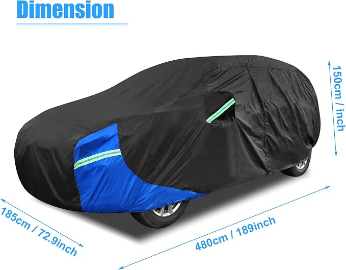 X AUTOHAUX YL SUV Car Cover Waterproof Snowproof All Weather for Car Outdoor Full Car Cover Rain Sun Protection Universal Fit for SUV 182"-190"