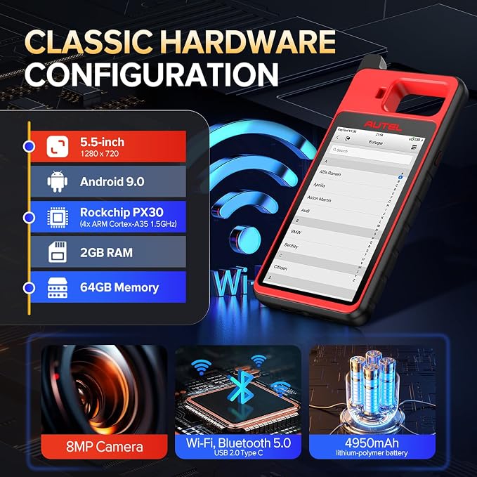 Autel Scanner MaxiIM KM100 (X), 2026 OBD2 Car Diagnostic Tool, V200 Wireless BT OBDII Scan Tool with Lifetime Free Updates, 700+ Models, 2GB & 64GB Android 9.0, for Home Mechanics & DIYers