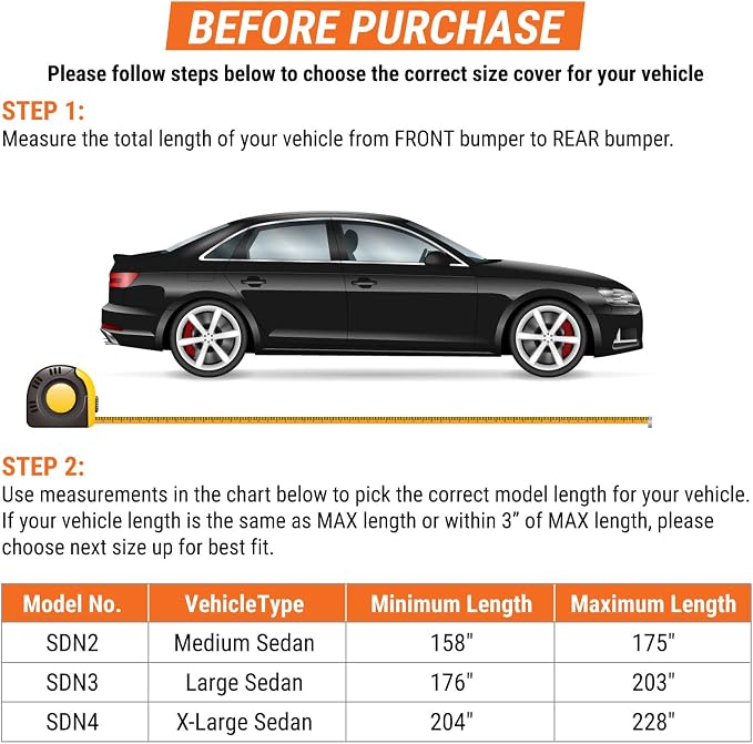 Armor All Car Cover Waterproof All Weather Heavy Duty, Sedan up to 228" | Scratch-resistant soft lining, 6 secure straps, includes storage bag, works for Sun Rain Snow Hail Outdoor Indoor Protection