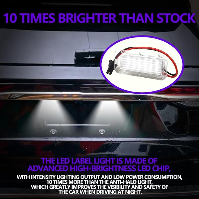 2PCS LED License Plate Lights, 18-SMD 6000K White Rear Bumper Tag Lamps Assembly Compatible with Ford Explorer Escape Fiesta Fusion Expedition Lincoln MKC, BB5Z13550A