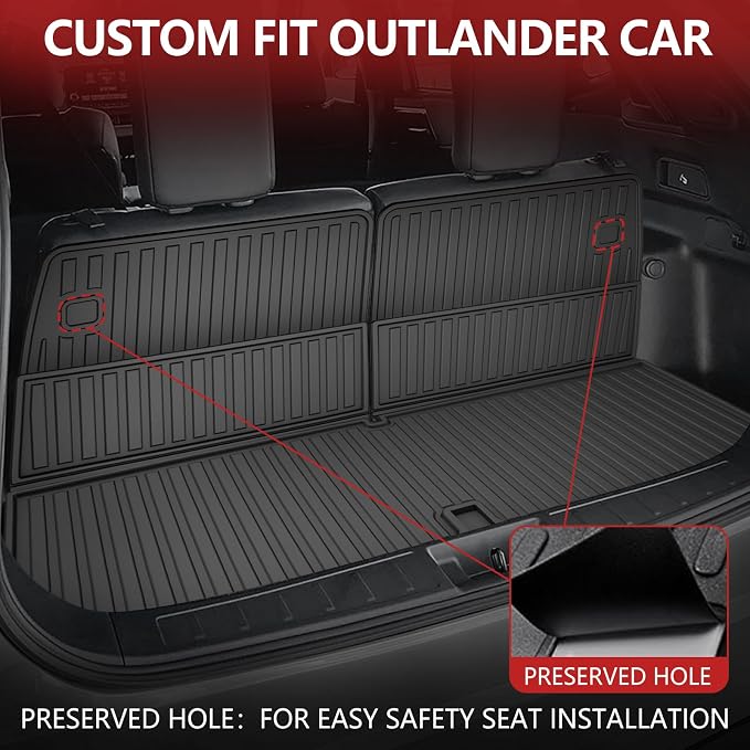 Cargo Mat for 2022-2025 Mitsubishi Outlander 7-Seat (Not Fit PHEV or Sport) | Custom Fit Full Coverage TPE All-Weather Cargo Liner for Outlander Accessories, Black