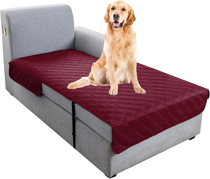 Genina L Shape Couch Cover, Sectional Couch Chaise Covers, Waterproof Washable Sofa Covers for Right L Shape Chaise Lounge, Anti-Slip Sofa Slipcovers for Dogs Cats Pet Friendly (Burgundy)
