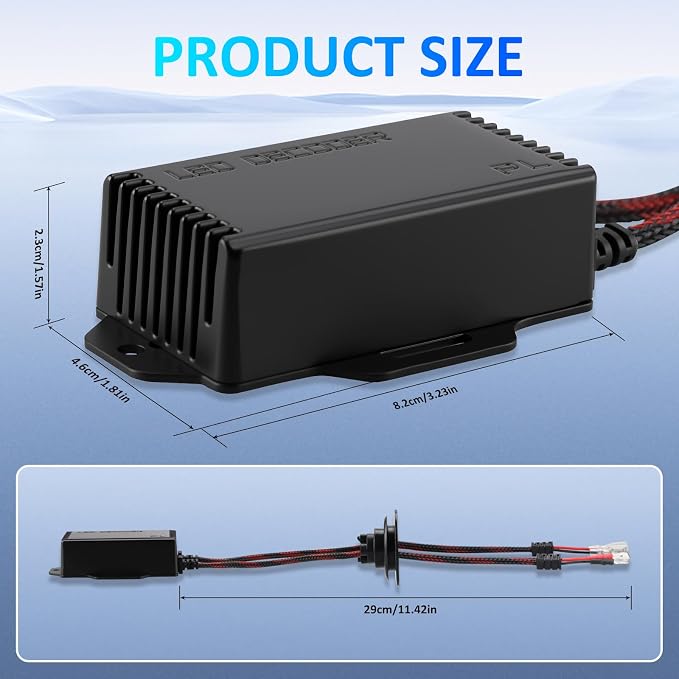 2PCS H1 H3 LED Light Canbus Decoder: Anti Flicker Harness, Resistor Decoders Error Free, LED Warning Canceller Resistor Adapter, H1 H3 Canbus Decoder Kit Upgrade with Waterproof Rubber Ring