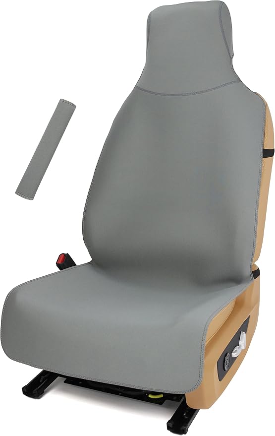 Waterproof Stain Resistant Car Seat Cover for Automotive Van Trucks and SUVs Durable Neoprene Non-Slip Seat Protector with Quick Install Design Perfect for Post Gym Yoga Workout-Grey