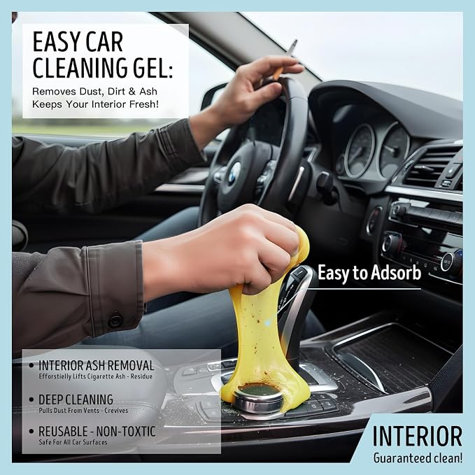Car Cleaning Gel,Reusable Car Cleaning Putty for Interior Detailing, Car Cleaning Supplies, Auto Detailing Tools, Car Slime for Dust Removal, Car Accessories Interior, Car Cleaning Kit(Yellow, 0.8 OZ)